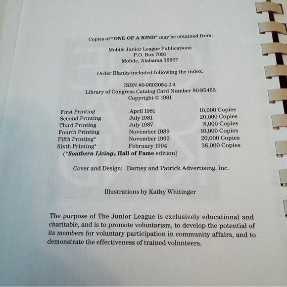 One of a Kind Cookbook from Junior League of Mobile Spiral Bound - Picture 11 of 11